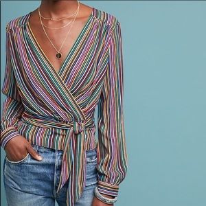 Anthropologie Maeve Lisa Rainbow Striped Blouse